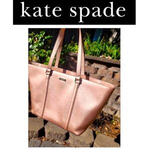 KATE SPADE Newbury Lane Pink Metallic Champagne Tote, EUC